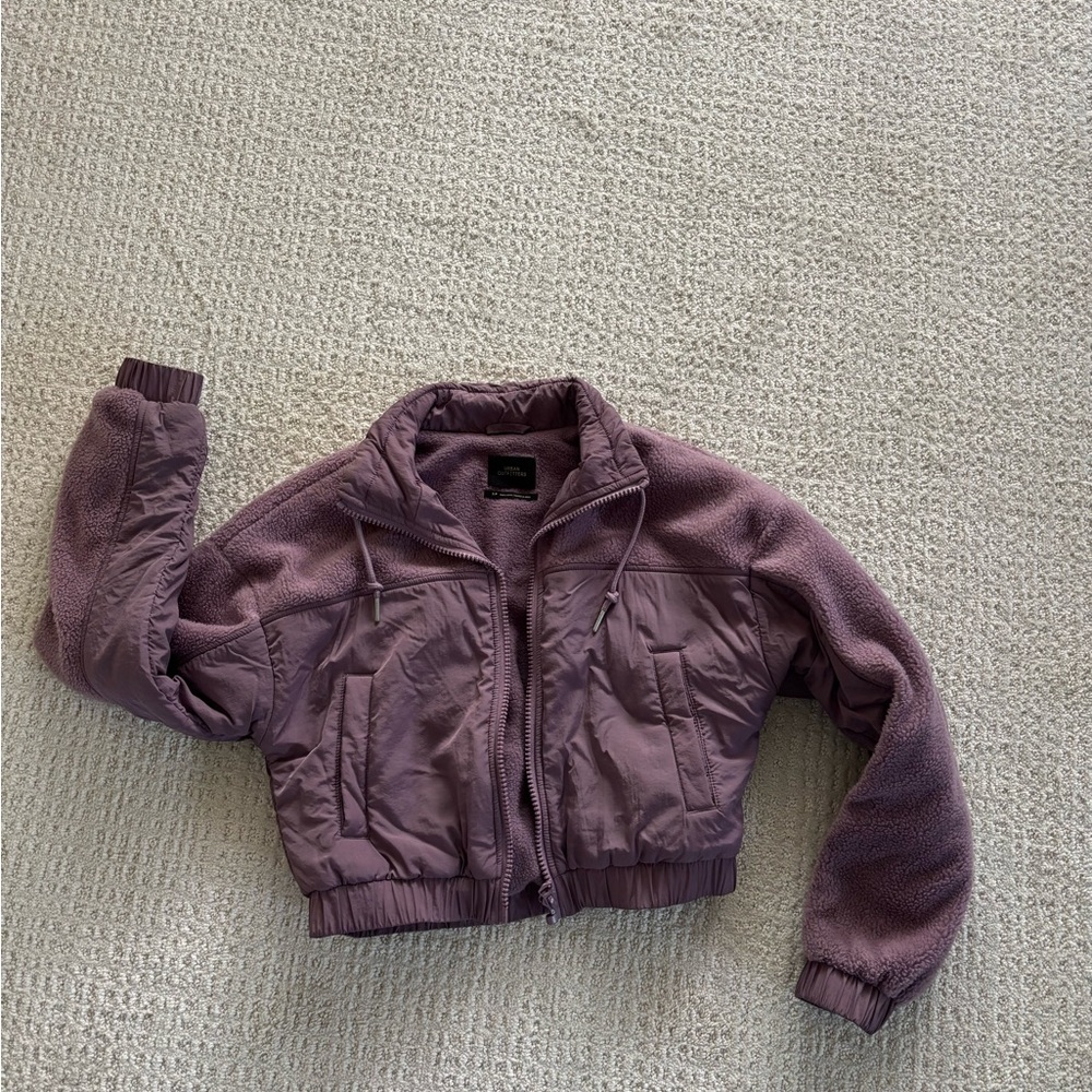 Urban Outfitters mixed material cropped Zip-Up Jacket